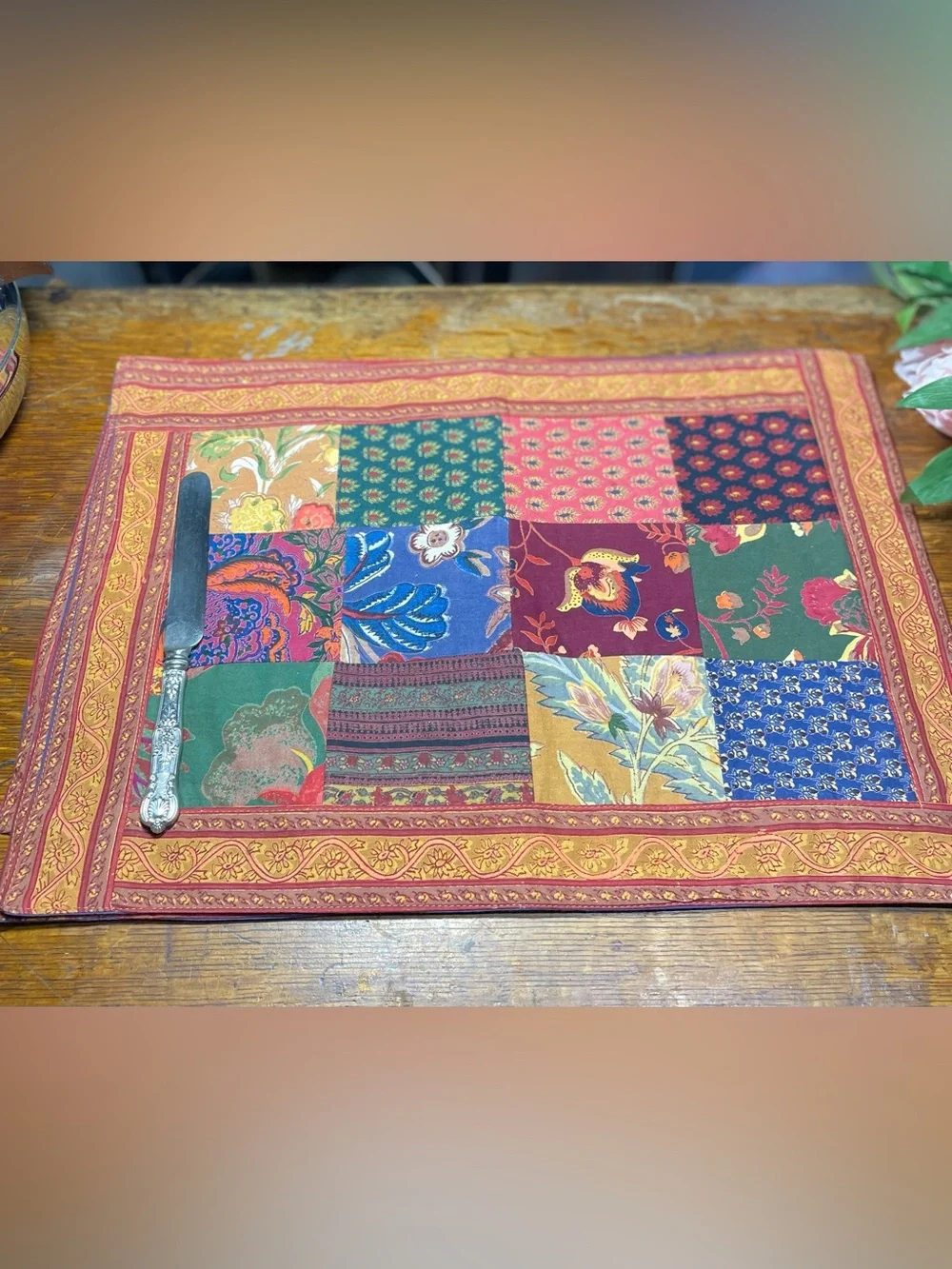 Vintage Pier 1 Indian Patchwork placemats set of 4
